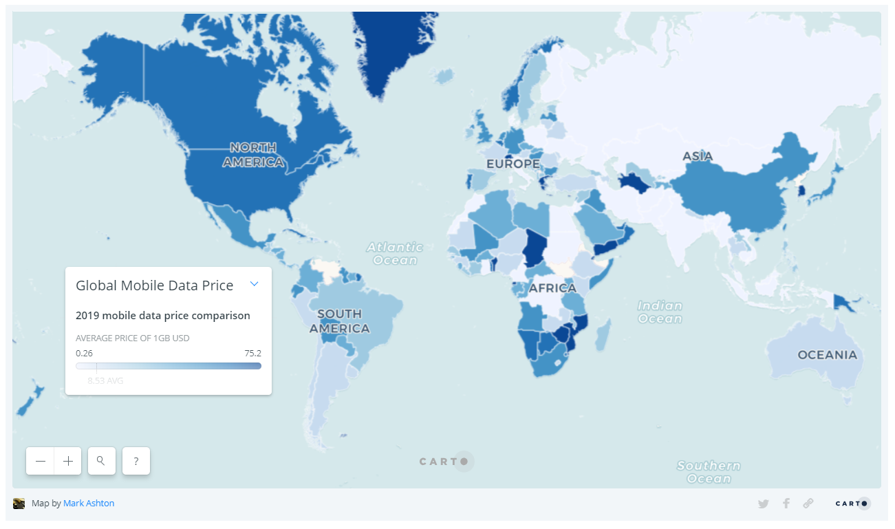 Global Mobile Data Price Comparison Map Globally
