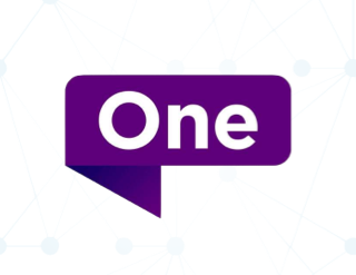 One Communications Logo, Mobilise Blue Nodes Background