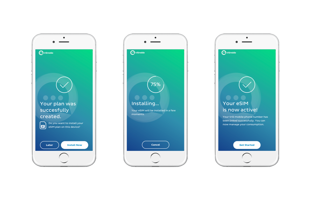 In-app eSIM activation process
