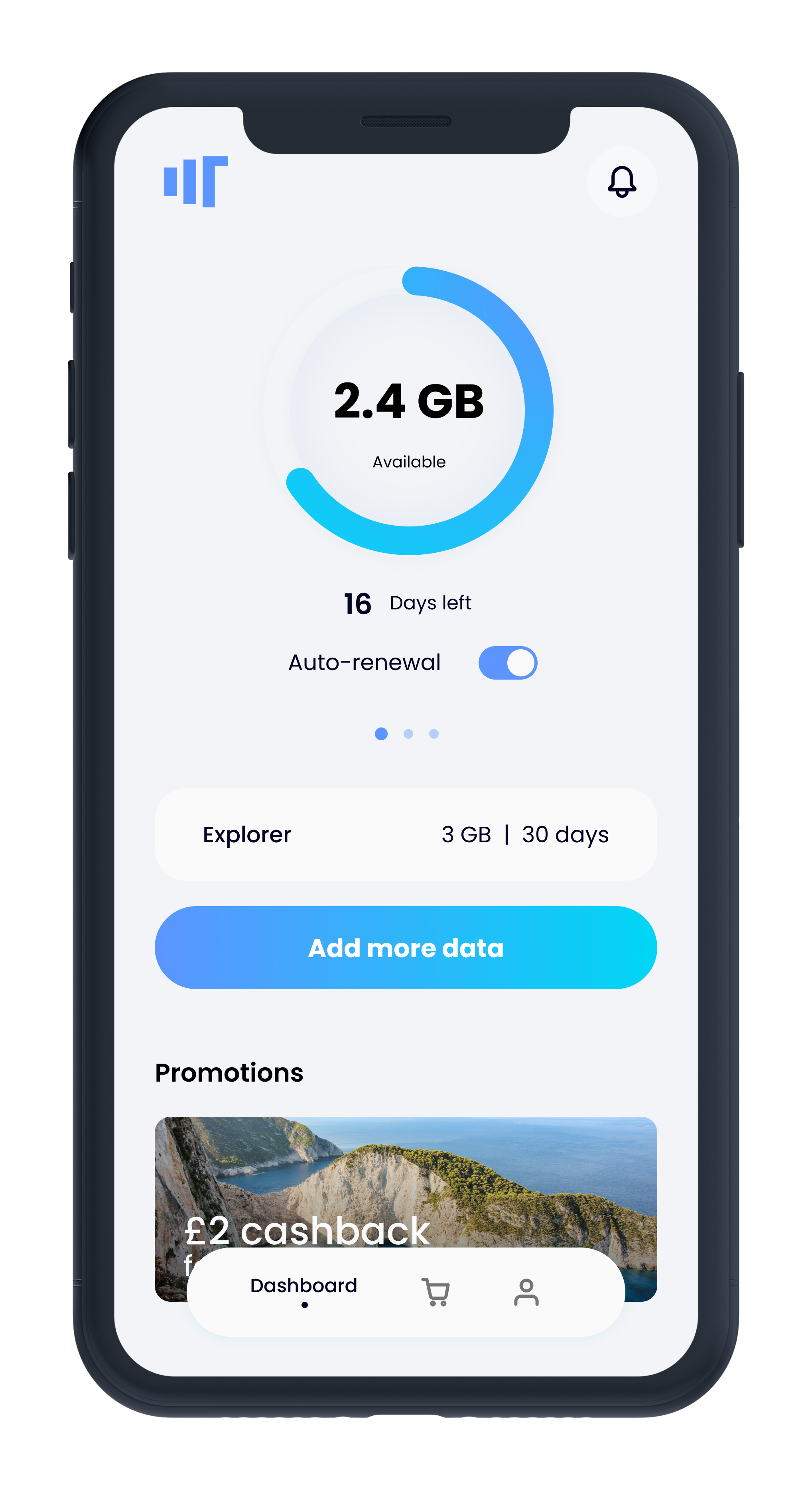 Phone screen mockup of telecom customer experience app Phone screen mockup of telecom customer experience app