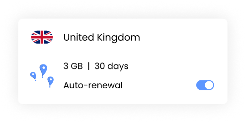Quick screen with esim plan details for UK