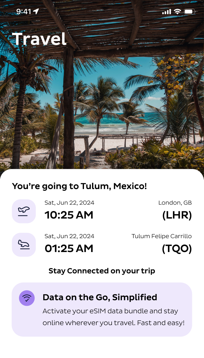 showing booking dates in esim platform example dashboard for travel and tourism company