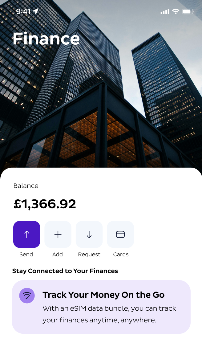 example dashboard from personal account on fintech app