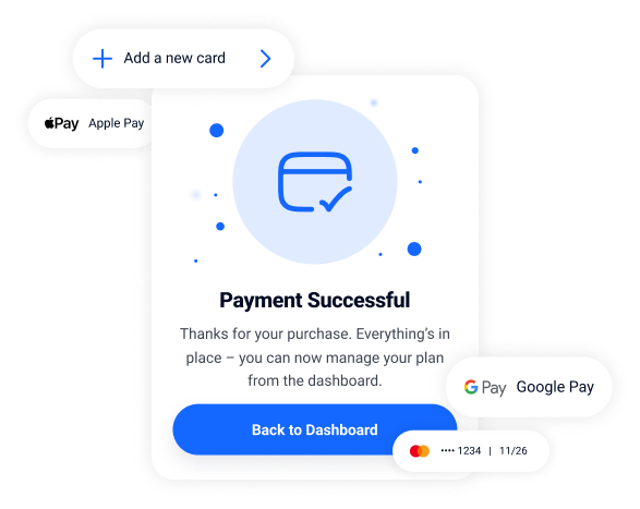 Instant esim activation example dashboard
